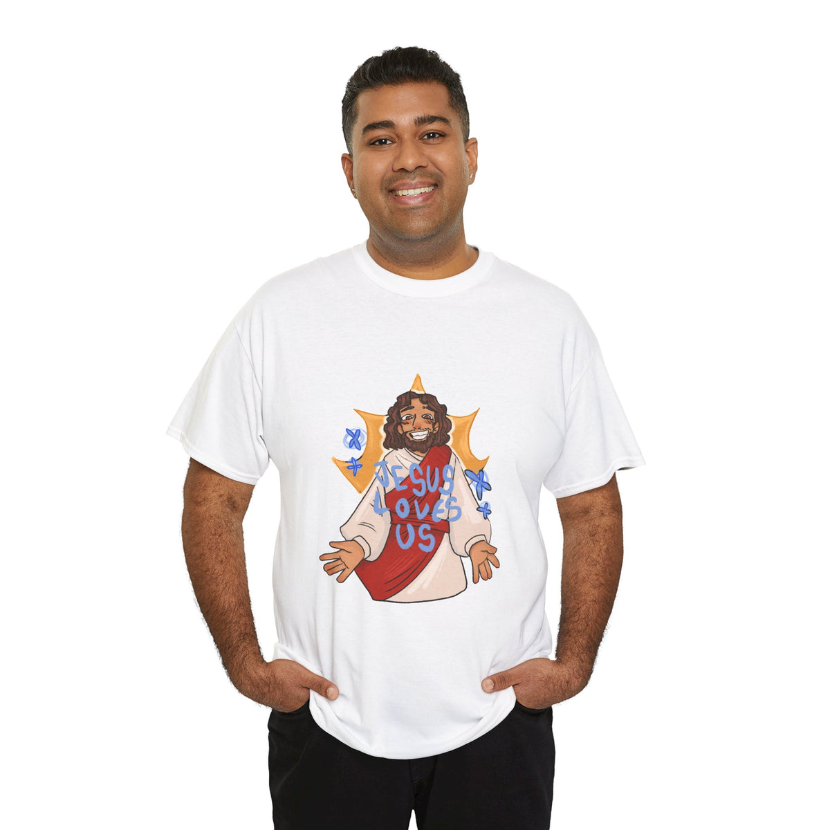 Jesus Loves Us Heavy Cotton Tee