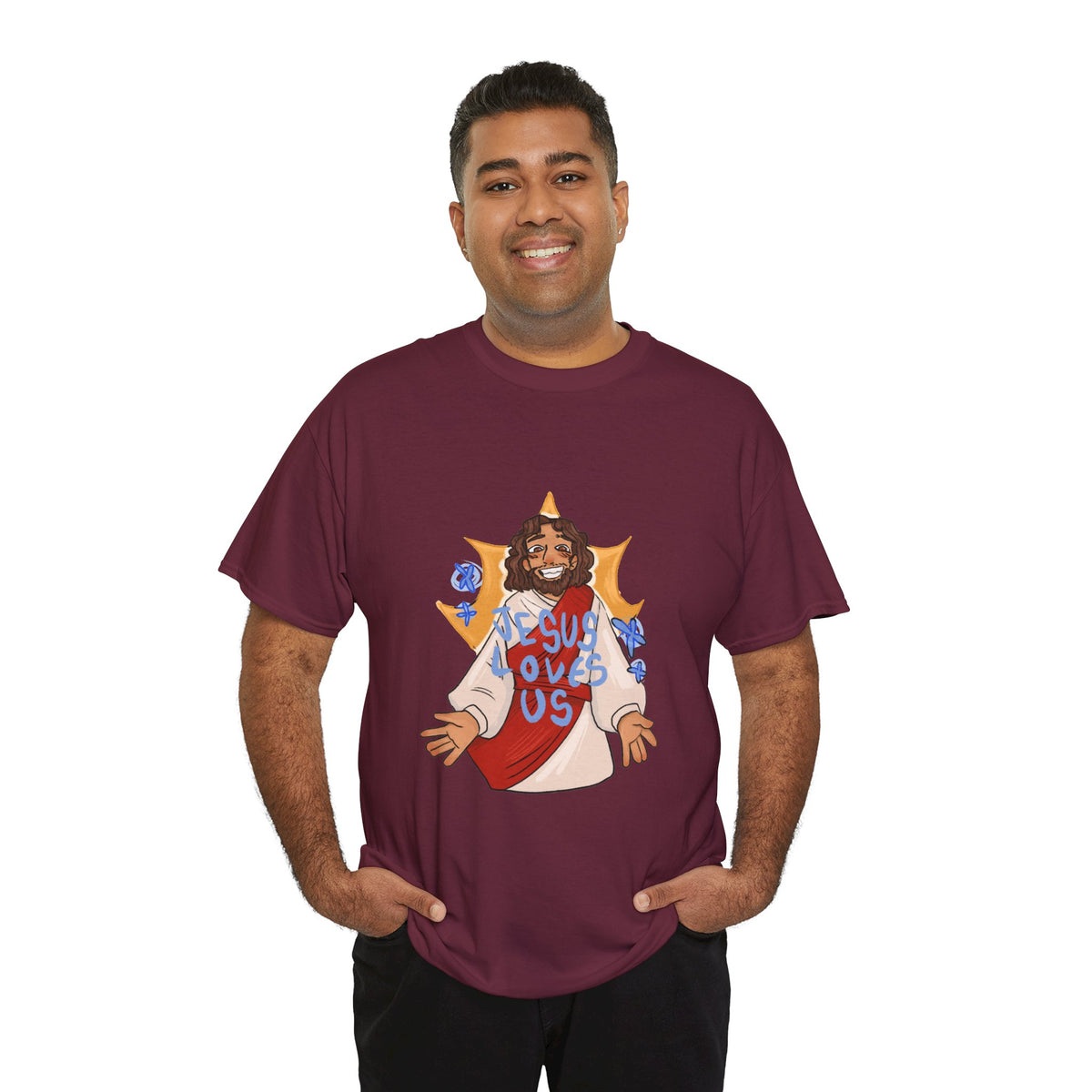 Jesus Loves Us Heavy Cotton Tee