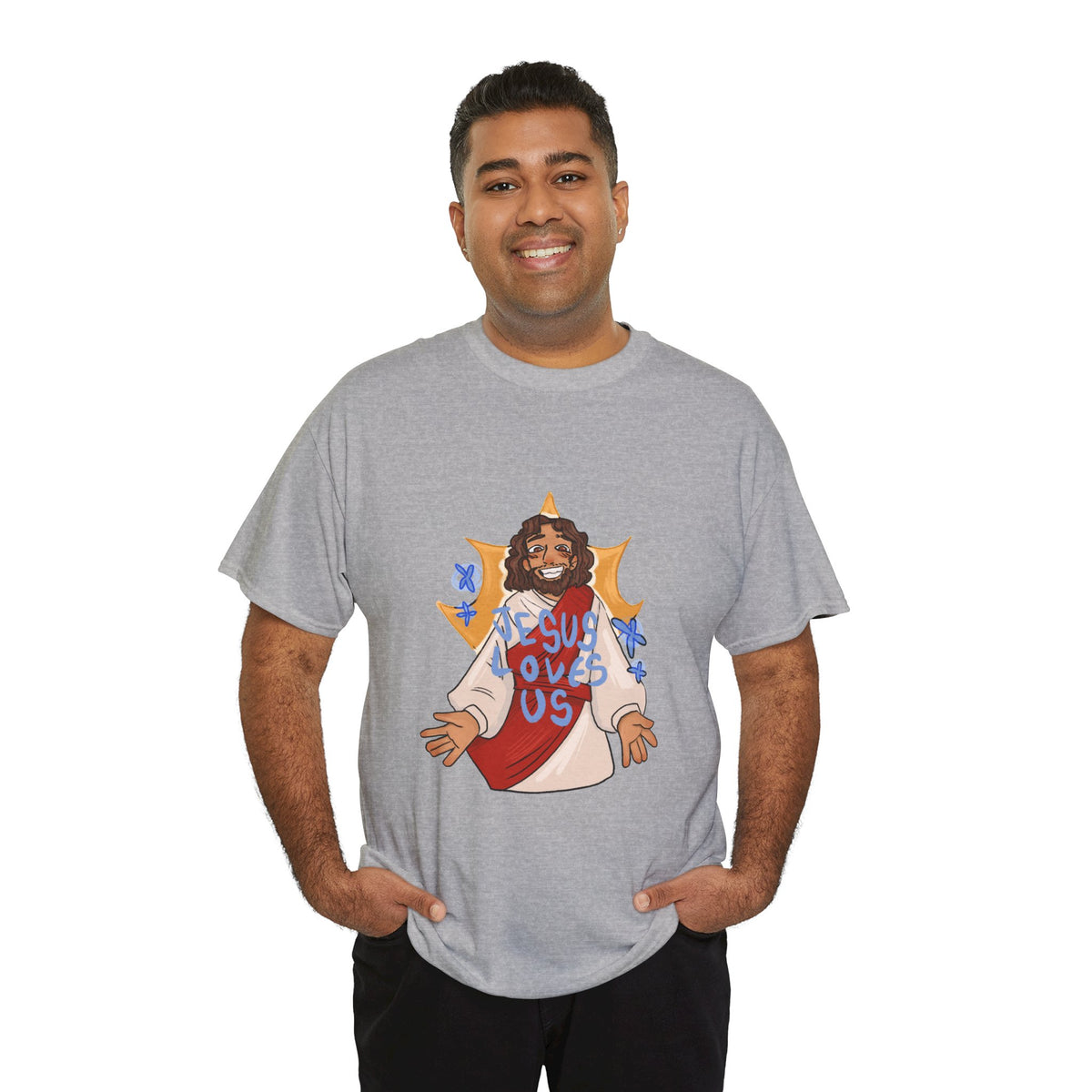 Jesus Loves Us Heavy Cotton Tee