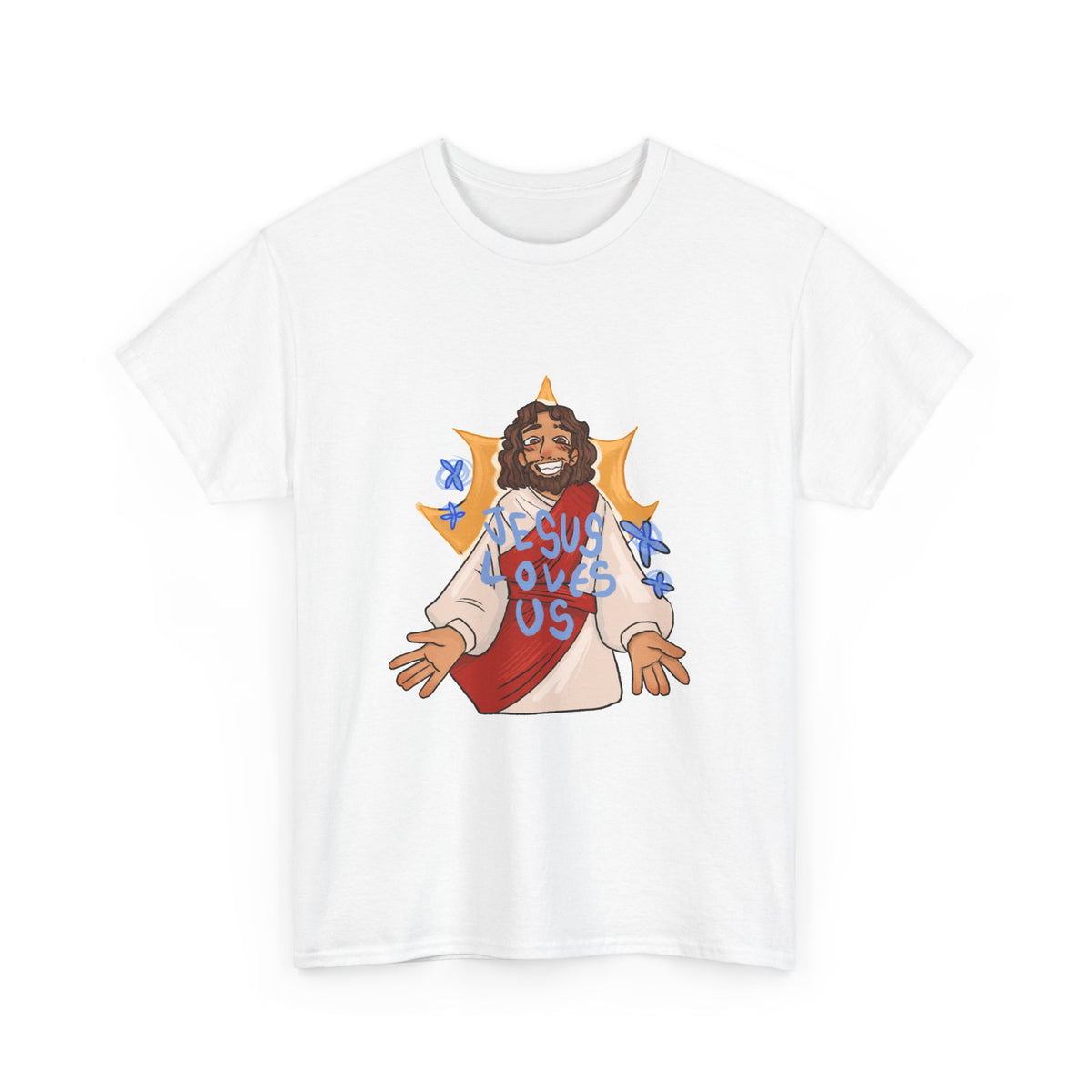 Jesus Loves Us Heavy Cotton Tee