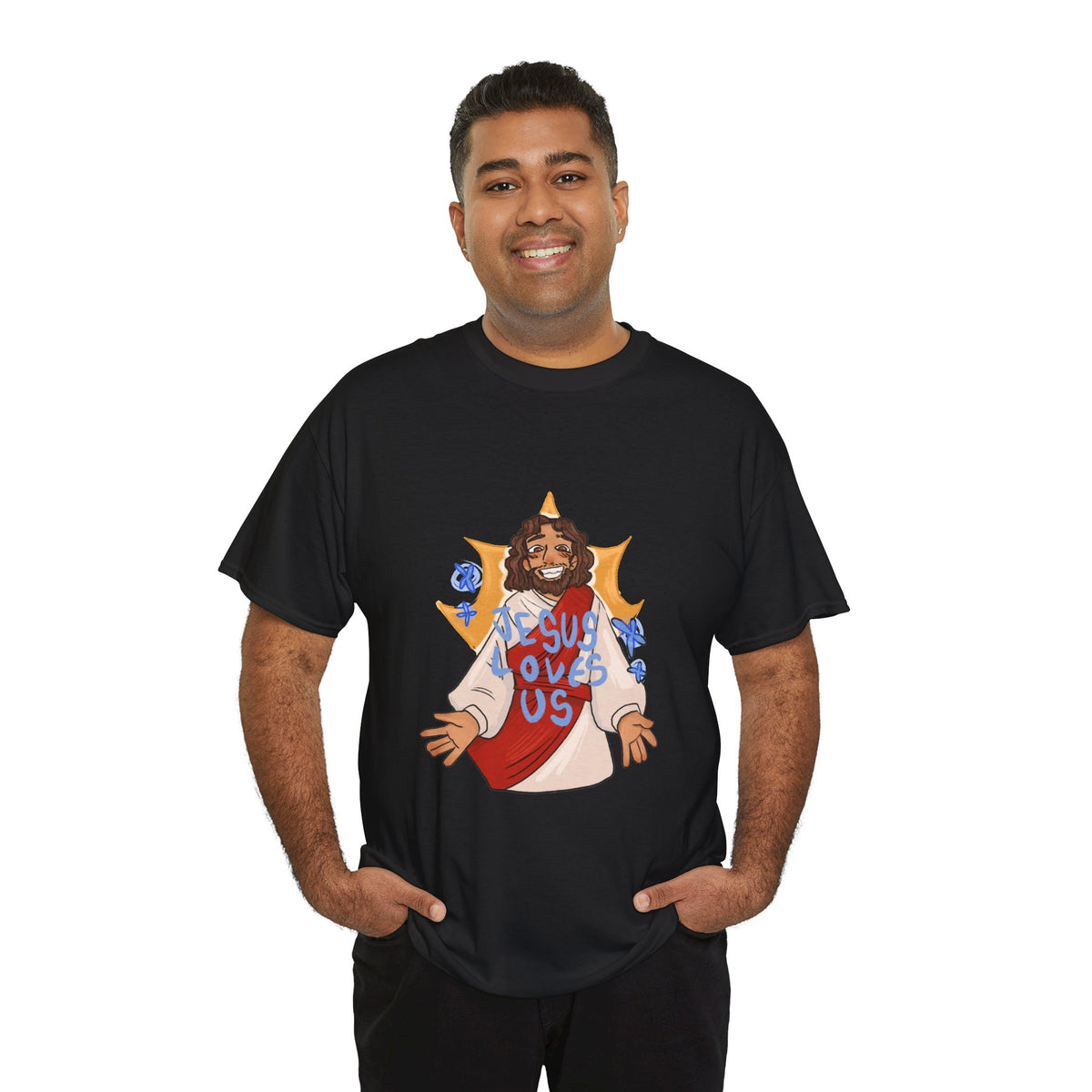 Jesus Loves Us Heavy Cotton Tee